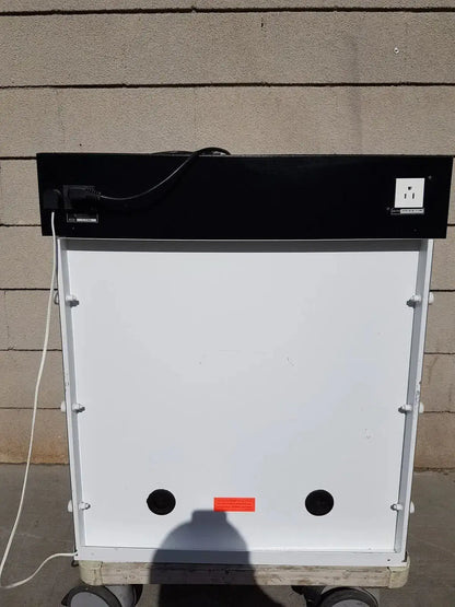White mobile cart with black top panel and wheels for erlab captair bio chem filtair ductless filtering fume enclosure