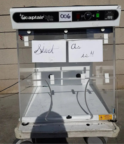 White erlab captair bio chem filtair ductless filtering fume enclosure with transparent acrylic front and model 006 panel