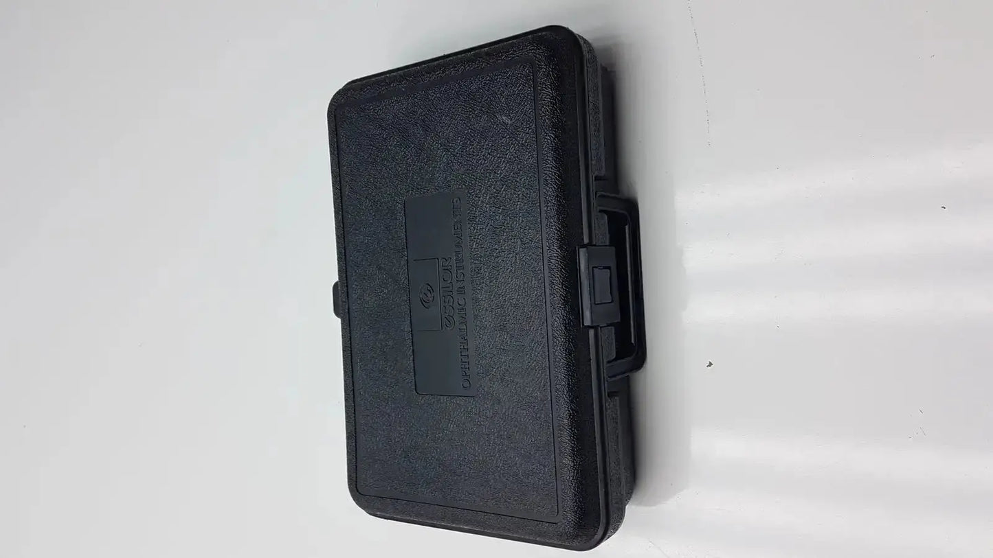 Black textured plastic tool case with latch closure for essilor x81701 precision digital crp corneal reflection pupilometer