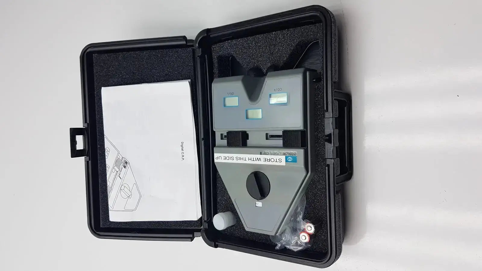 Essilor x81701 precision gray plastic handheld corneal reflection pupilometer with dual displays in protective case