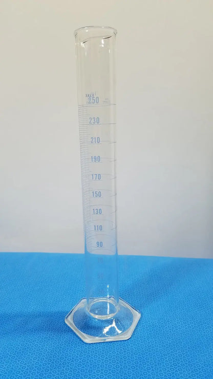 Exax 250 mL Glass Graduated Cylinder – Single Metric Scale Laboratory Glassware