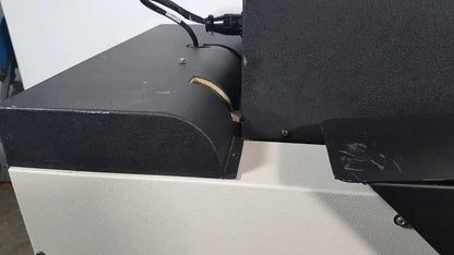 Black textured top panel of excellent spex 6850 freezer mill used for biomedical evaluation and hospital surplus processing