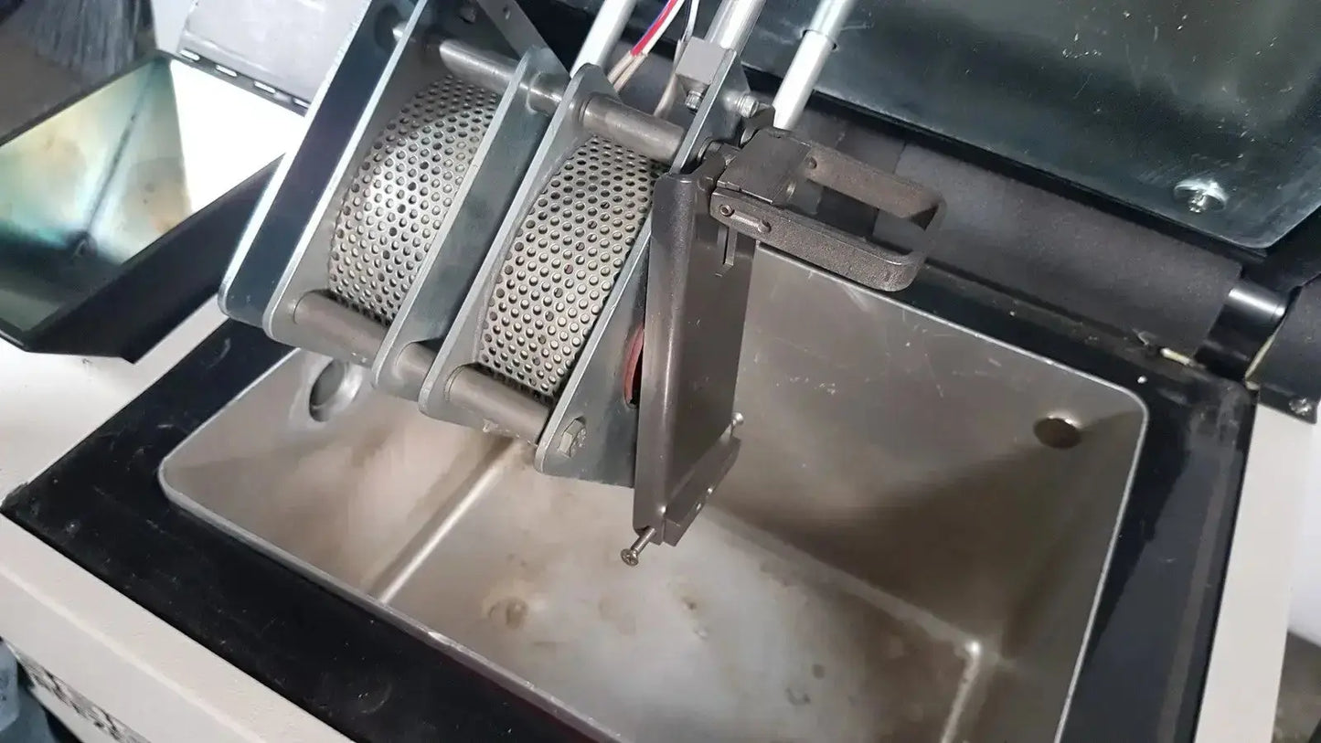 Industrial-grade stainless steel perforated roller assembly with metallic frame for excellent spex 6850 freezer mill biomedical evaluation