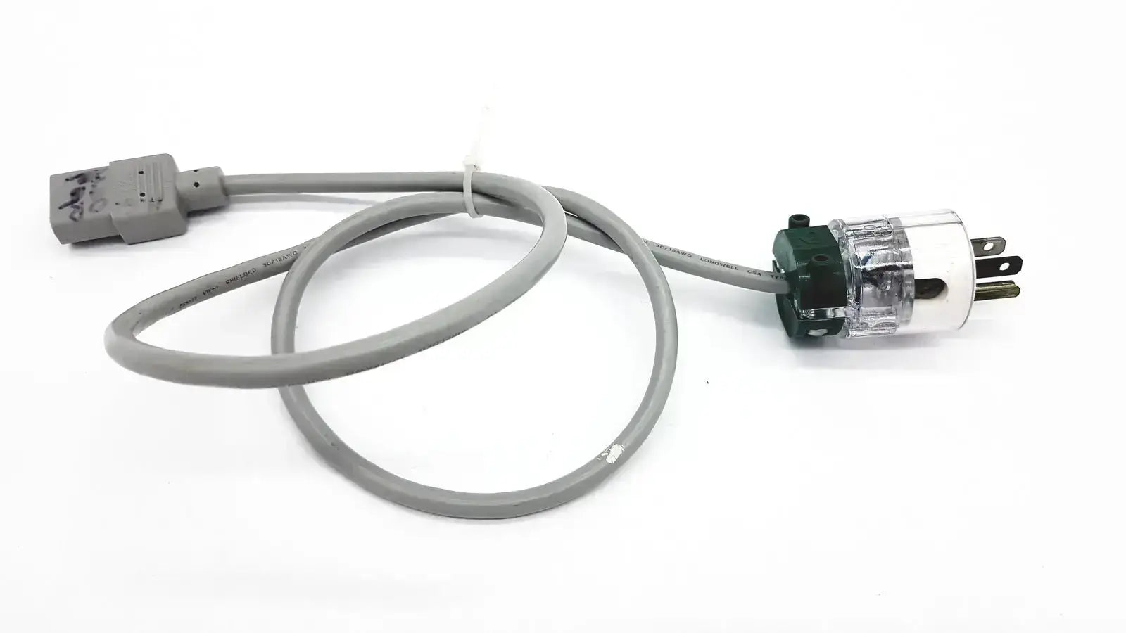 Exito EXP-005 grey AC power cable with three-prong plug and clear plastic housing for added protection