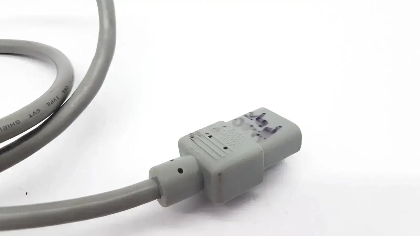 Exito exp-005 grey ac power cable with rectangular molded plastic plug and visible text markings on gray power cord