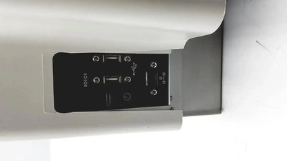 Silver gse mode eyecon wall-mounted charging station with black usb panel and power outlets for hospital surplus use