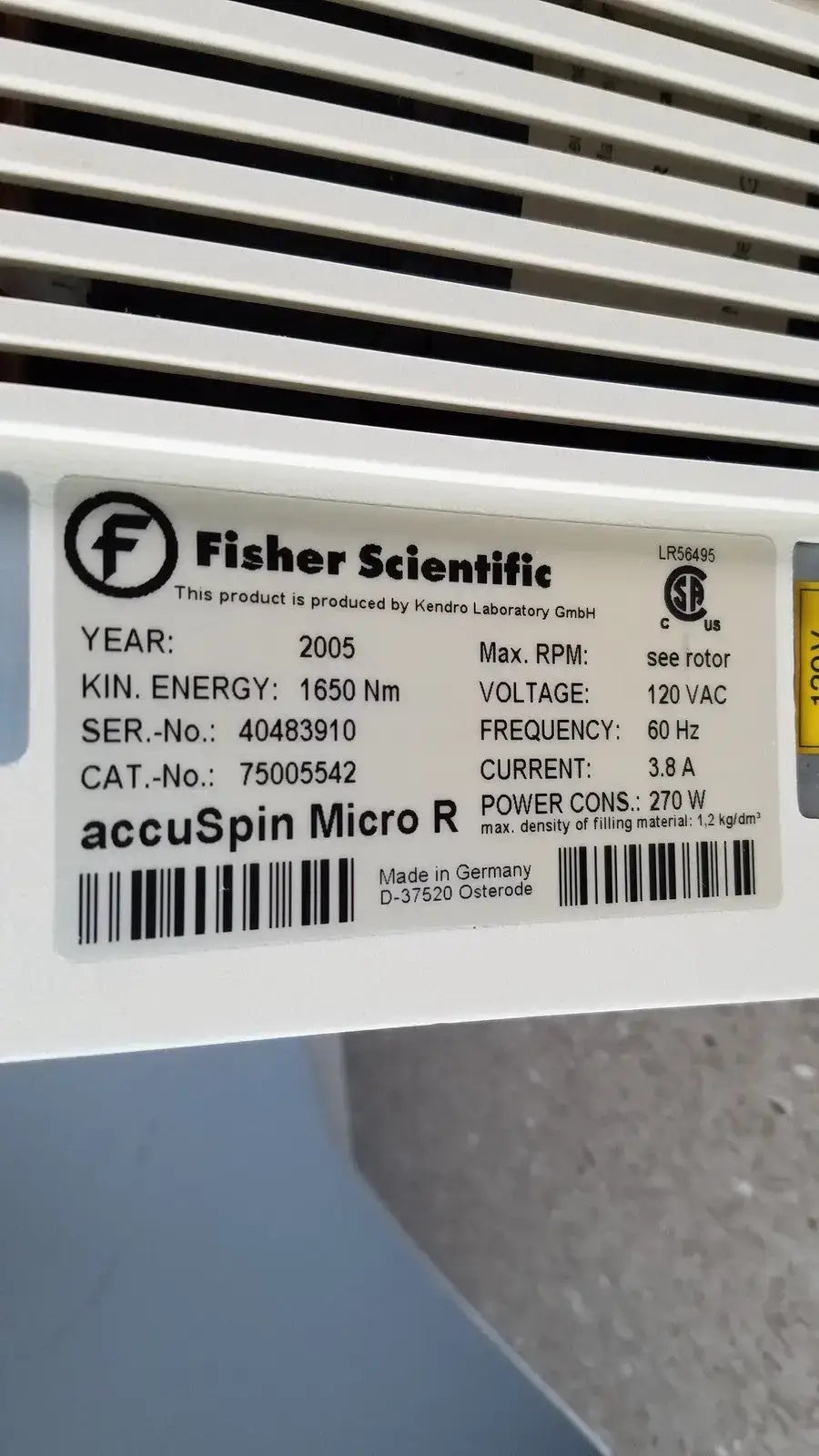 FIsher Scientific AccuSpin Micro R - Refrigerated Microcentrifuge