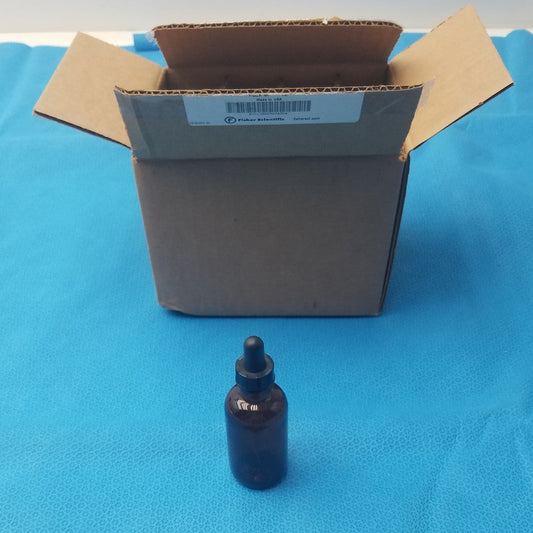 Fisherbrand Amber Boston Round Bottles with Dropper - Lot of 12 - Laboratory