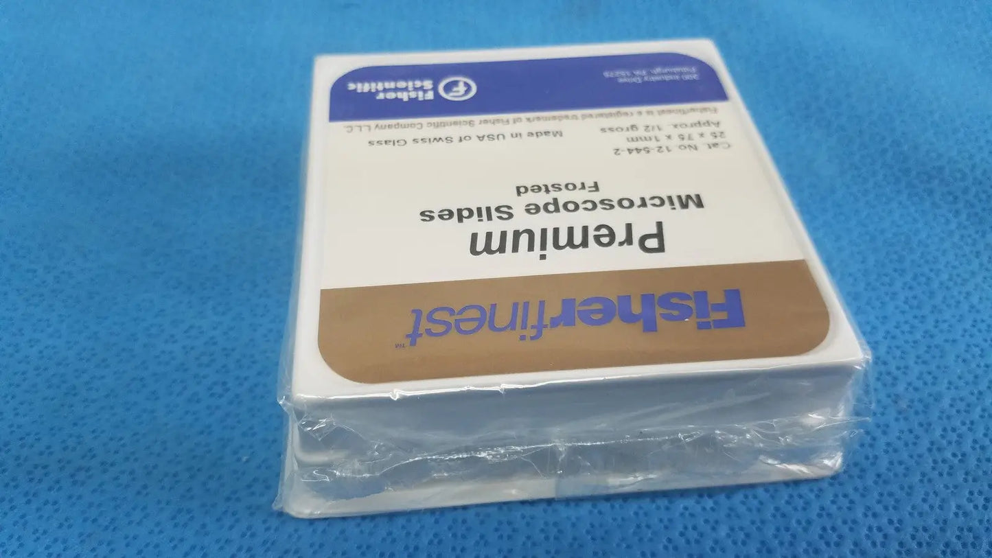 FISHERFINEST Premium Frosted Swiss Glass Microscope Slides 25x75 x1 Mm 12-544-2