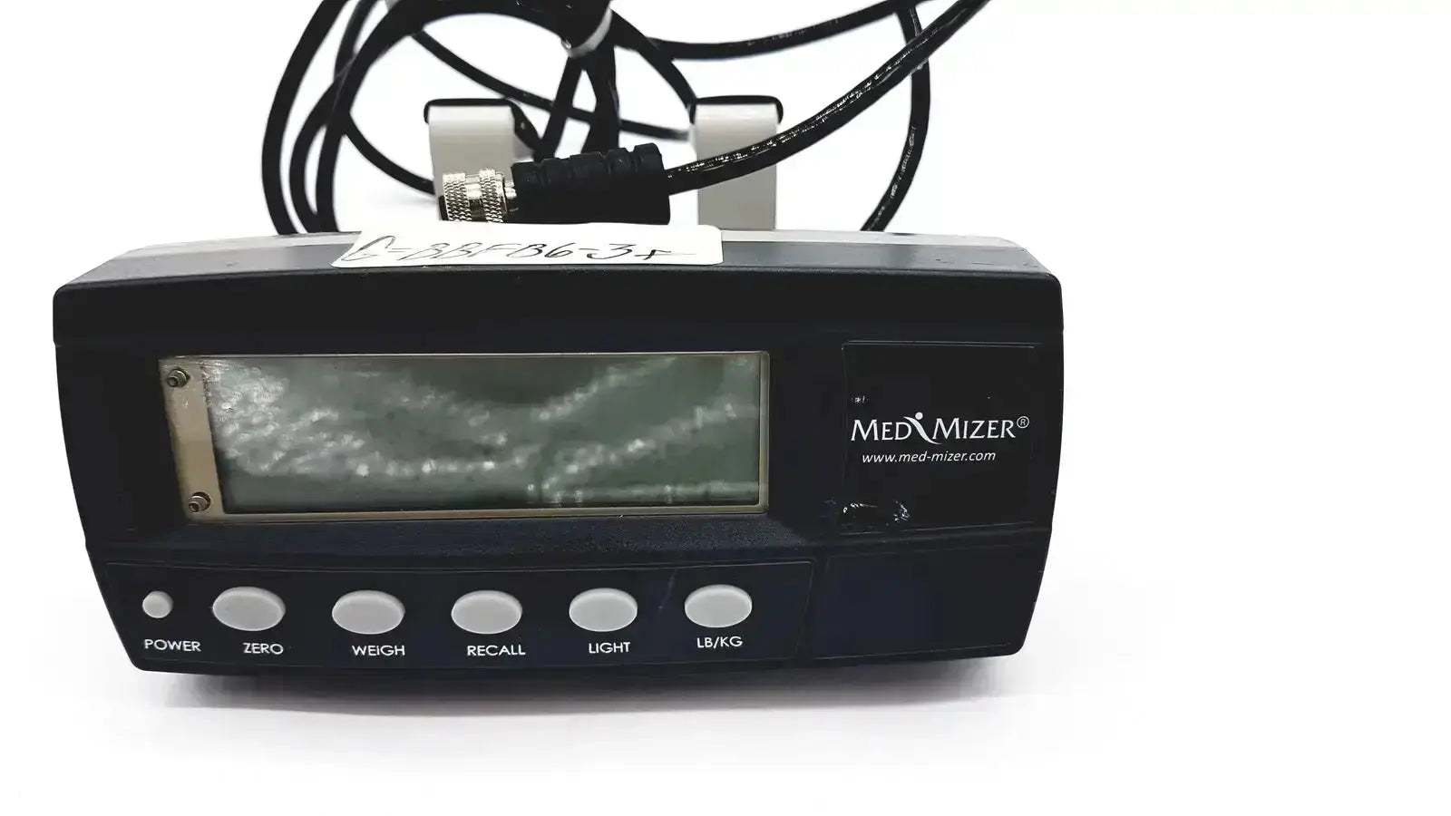 Black med-mizer digital scale with rectangular screen and six buttons designed for med-mizer allcare beds