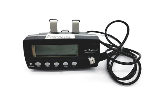 Black Med-Mizer digital scale with rectangular display and coiled cable for Med-Mizer AllCare beds use