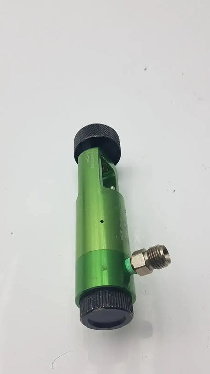 Flotec mri compatible green metallic air compressor regulator with black knurled caps and brass-threaded outlet