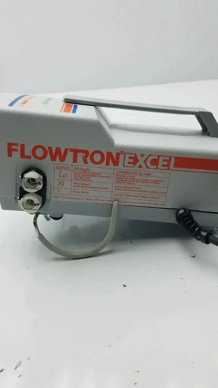 Gray huntleigh flowtron excel ac550 medical device with red branding and two metallic ports for excel ac550 replacement use