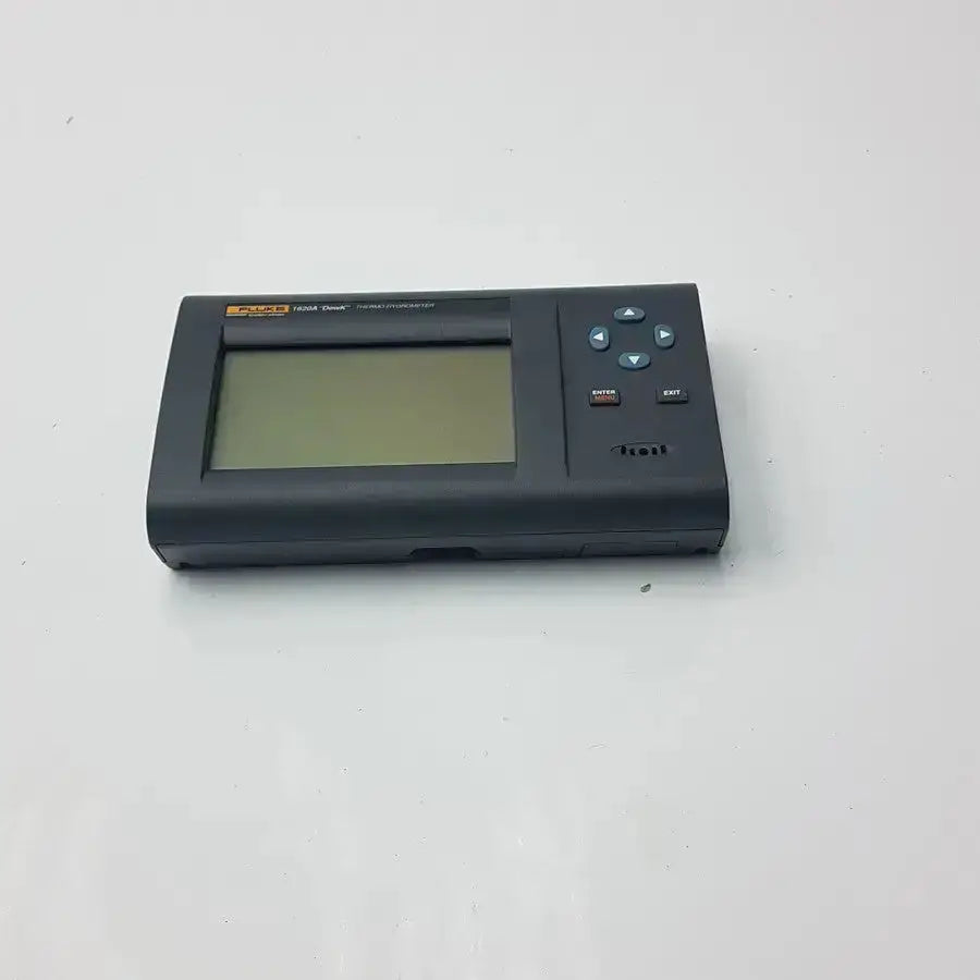 Black plastic fluke 1620a dewk digital thermometer-hygrometer with rectangular screen and directional navigation buttons
