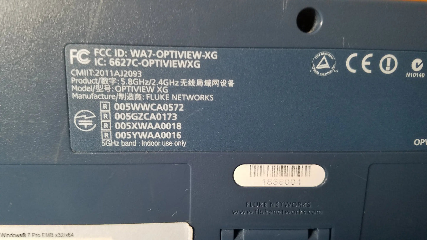 Dark blue plastic back panel of fluke networks optiview xg network analysis tablet for advanced network analysis
