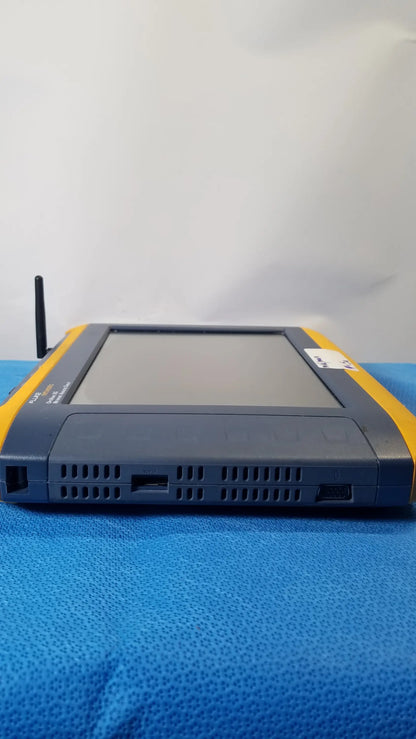 Yellow and black rugged fluke networks optiview xg network analysis tablet with visible antenna for network analysis
