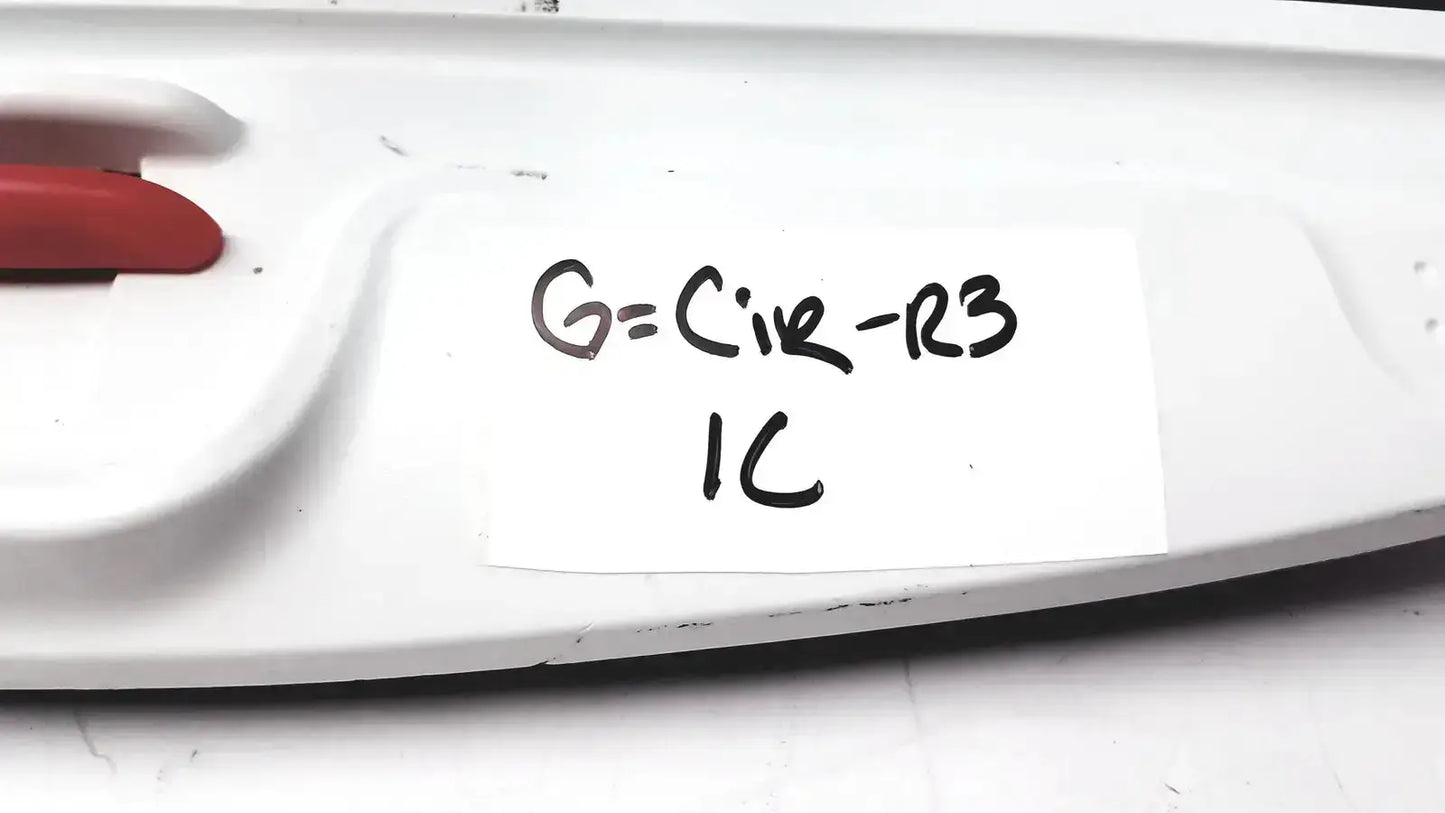 White plastic tray with red handle and handwritten label for freedom scientific topaz xl hd regulatory model 10010