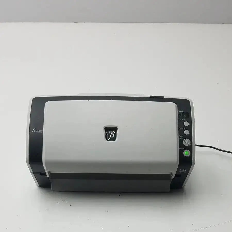 Silver and black fujitsu fi-6130z high-speed duplex document scanner with sleek modern design for efficient scanning
