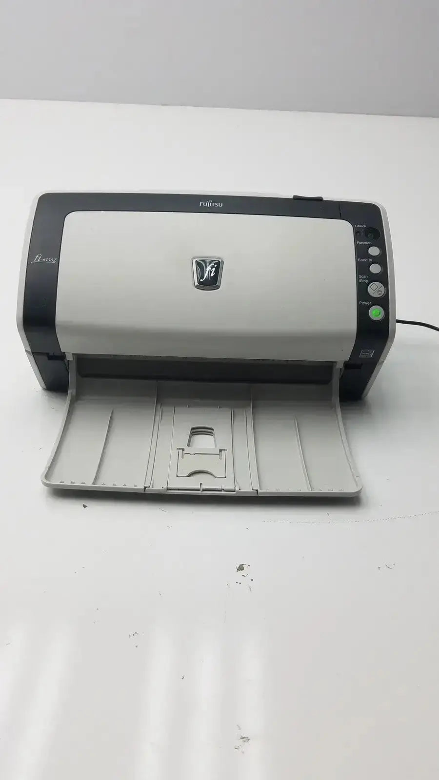 Fujitsu fi-6130z high-speed duplex document scanner with sleek silver and black design for efficient scanning tasks