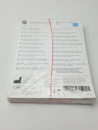 GE 2104770-001 Paper A Red Grid 155mm Wide Z-Fold Hole Queue - Thermal Chart