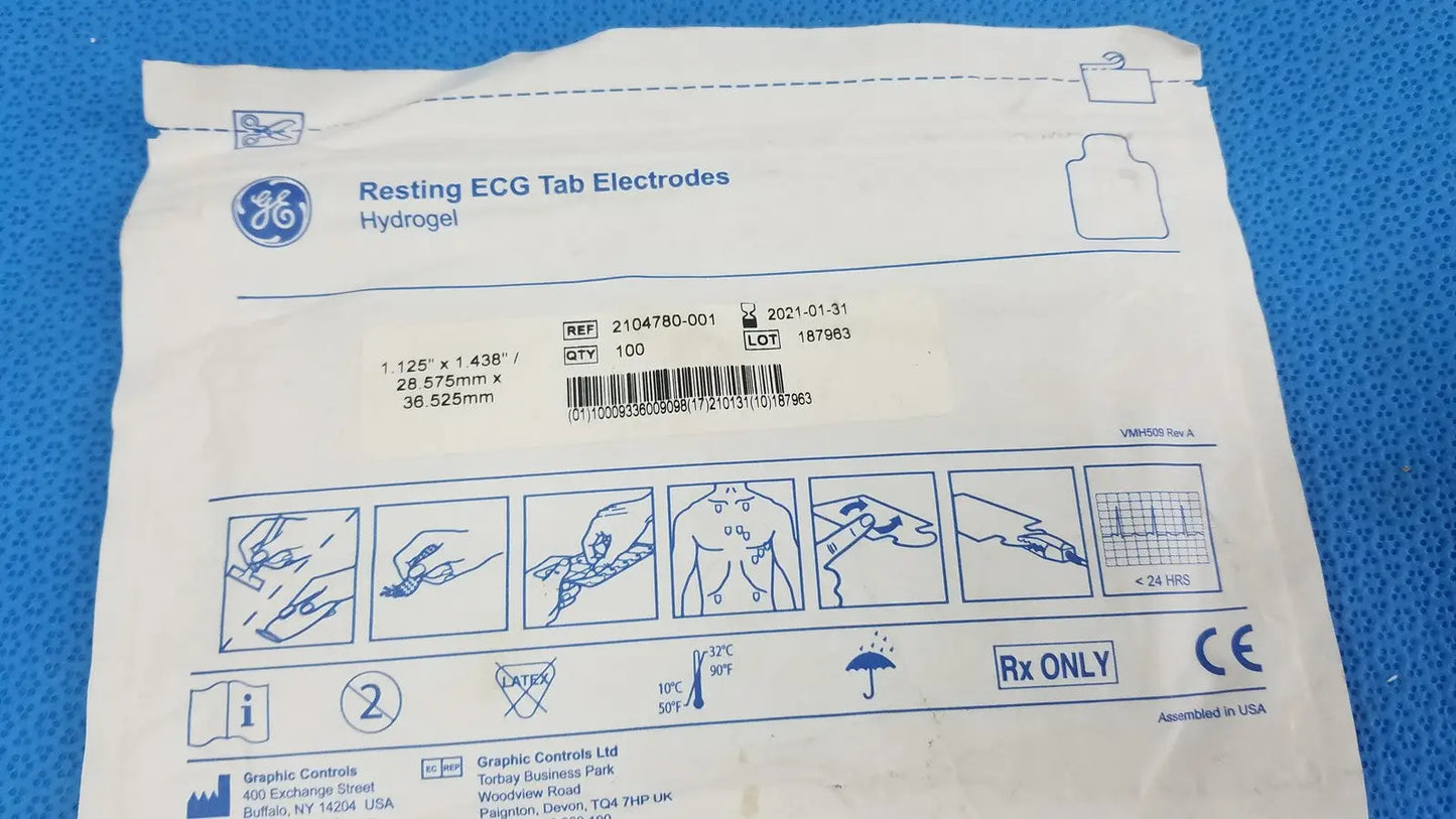GE 2104780-001 Resting ECG Tab Electrodes Hydrogel