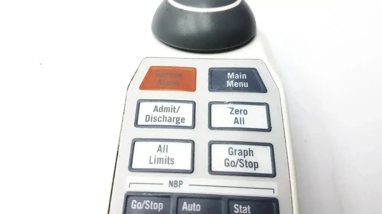 Gray industrial control panel with black and orange buttons and joystick for ge adult solar 8000m 8000i remote control