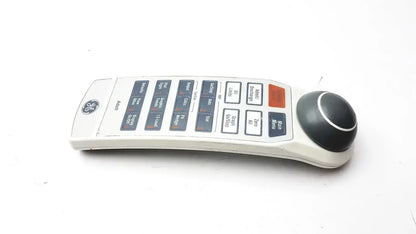 White GE brand ergonomic trackball mouse with black ball and gray buttons for adult solar 8000m 8000i remote use