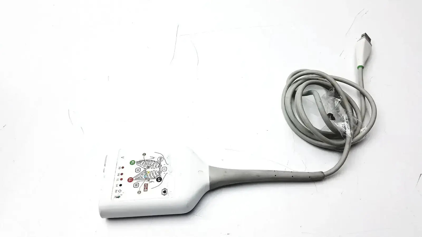 White carescape ecg parameter cable with gray connector and human body diagram featuring micro module design