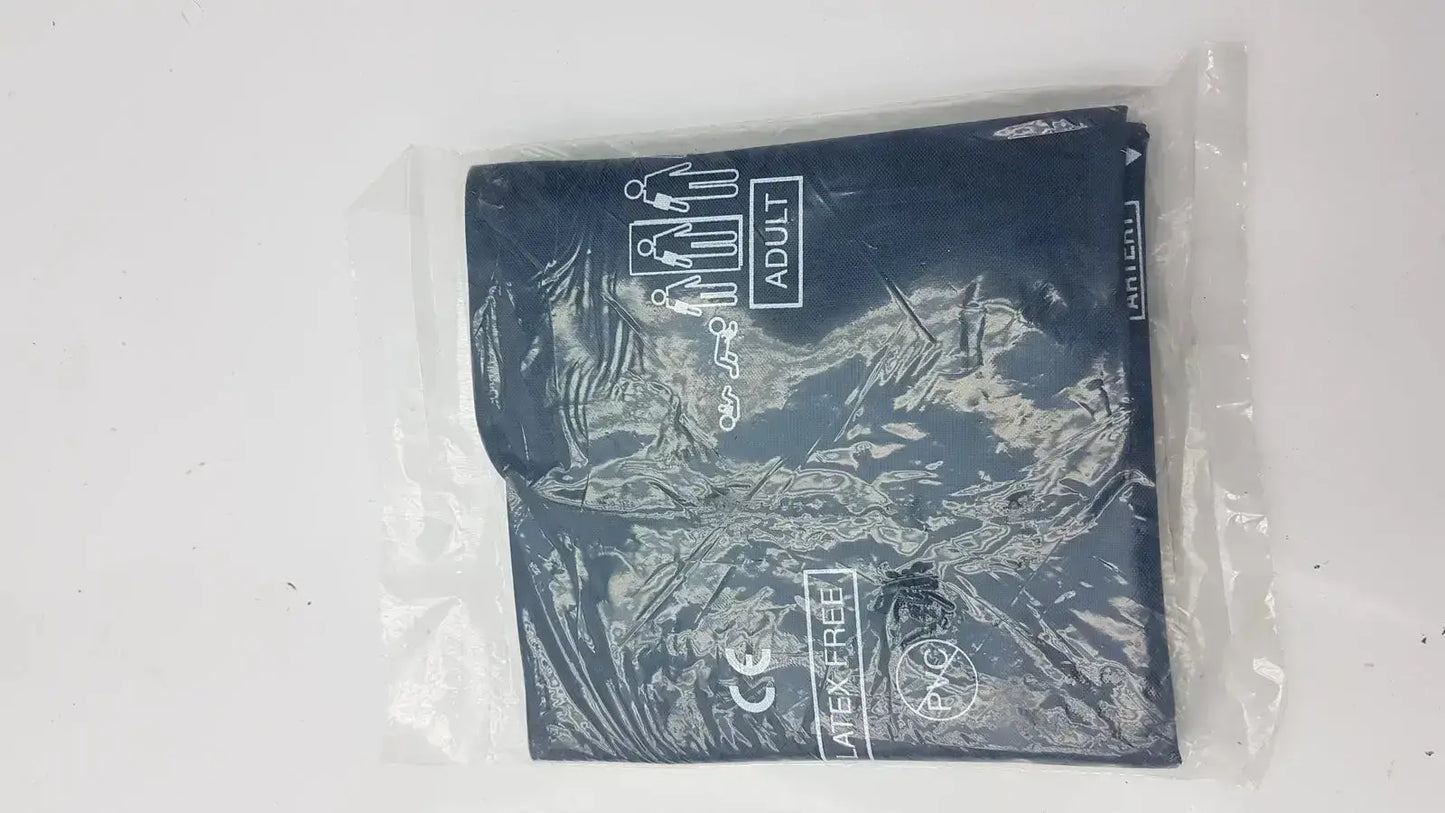 Ge critikon dura-cuf 2203 adult dark blue blood pressure cuff in clear plastic packaging for accurate blood pressure monitoring