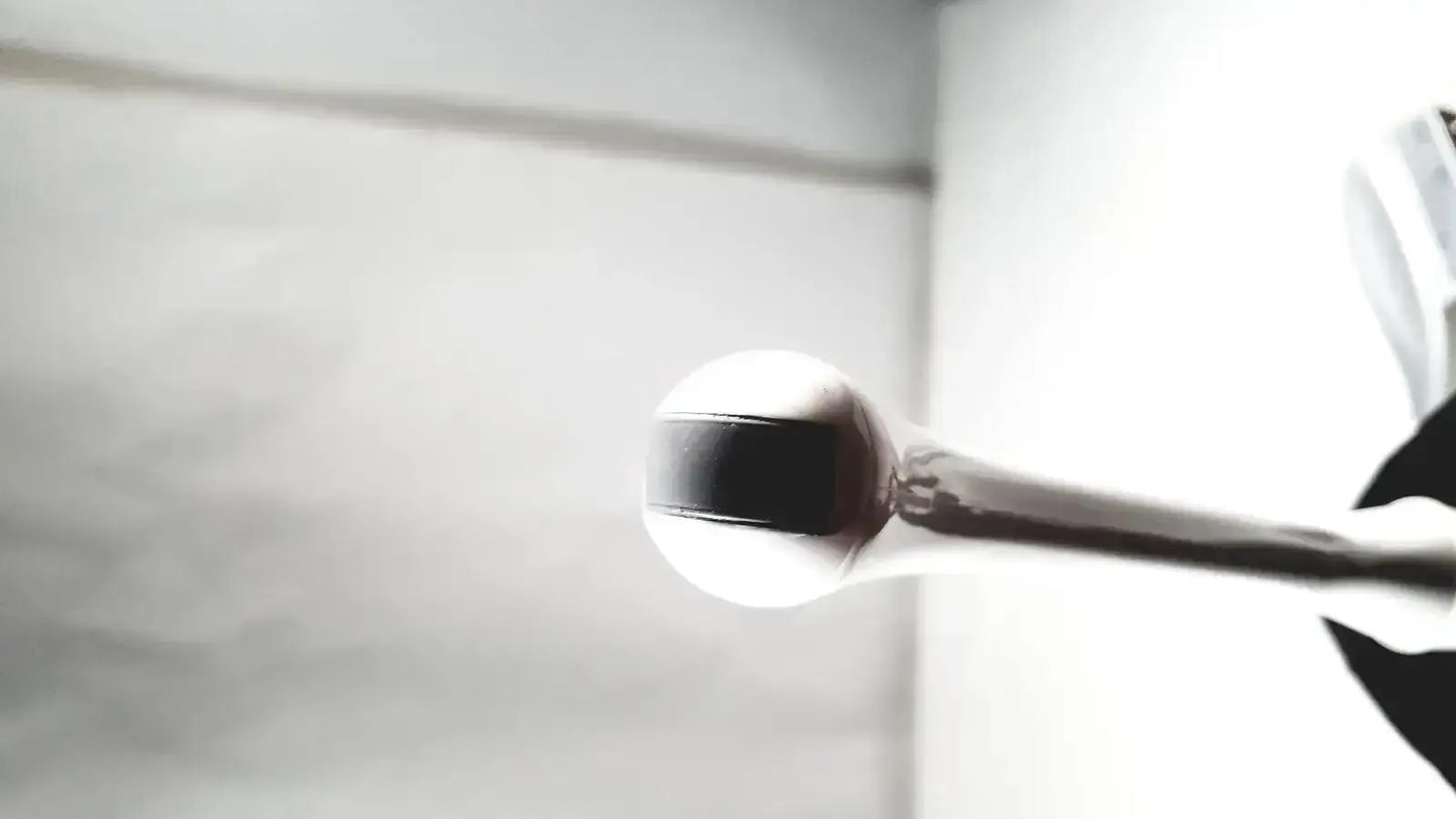 Shiny chrome gear shift knob with black stripe featured on the ge e8c-rs ultrasound probe transducer endo vaginal