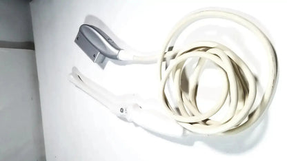 Silver and white ge e8c-rs ultrasound probe transducer endo vaginal with coiled cable for medical imaging use