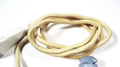 Beige medical cable with gray connector and white handle for ge healthcare 11l linear array ultrasound transducer probe