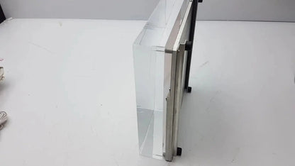 Clear acrylic display case with silver metal frame and black caster wheels for ge healthcare cardiovascular phantom buy used medical equipment
