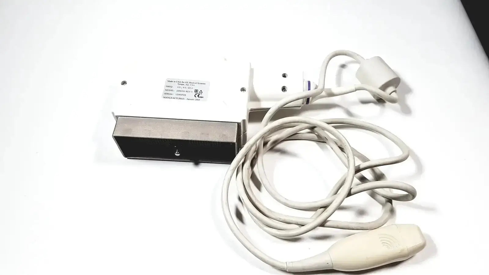White and black phased array probe with coiled cable for GE logiq and vivid series ultrasound systems