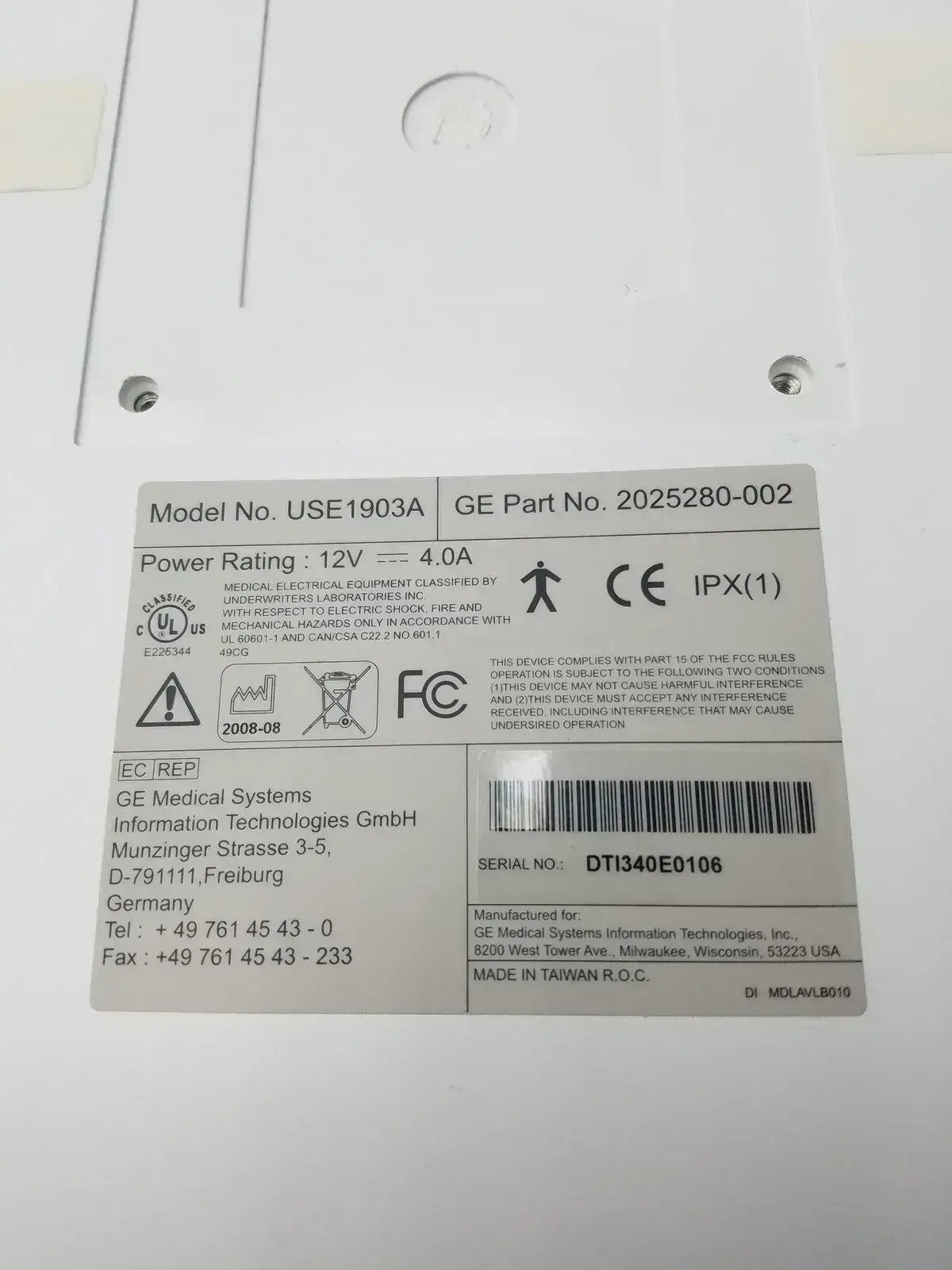 GE Medical Systems USE1903A LCD Flat Panel Monitor with Power Supply
