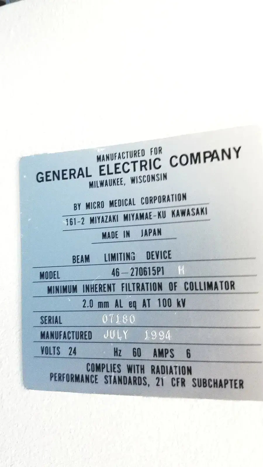 GE Mobile Portable XRY Machine 46-270615P1/46-125686G8 - X-Ray