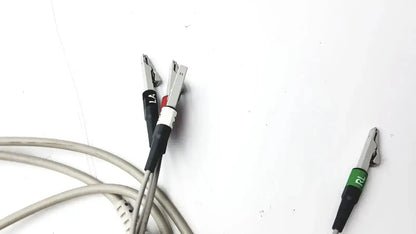 Silver alligator clip test leads with black and green insulated handles for ge multi-link marquette ekg lead trunk cable