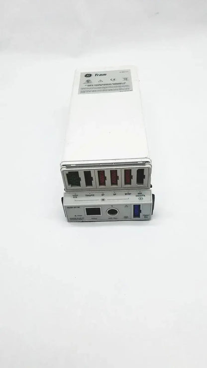 White medical tram 451m patient monitor module with silver metallic front panel and multiple ports for connectivity