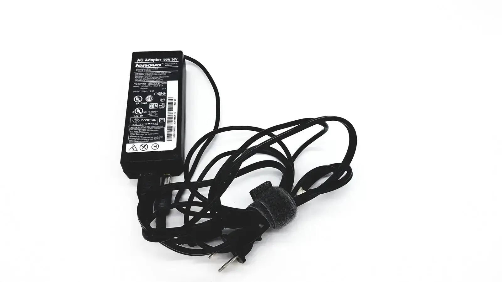 Black lenovo 90w ac adapter power supply with coiled cord and round tip 42t5000 plug for reliable charging