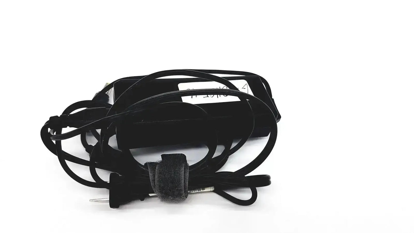 Black coiled lenovo 90w power supply with molded plastic body and round tip 42t5000 two-prong plug attached cord