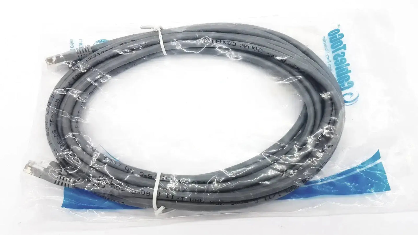 Gray cat5e molded grey ethernet cable with rj45 connectors in clear bag from genuine cables togo network cables 14 feet