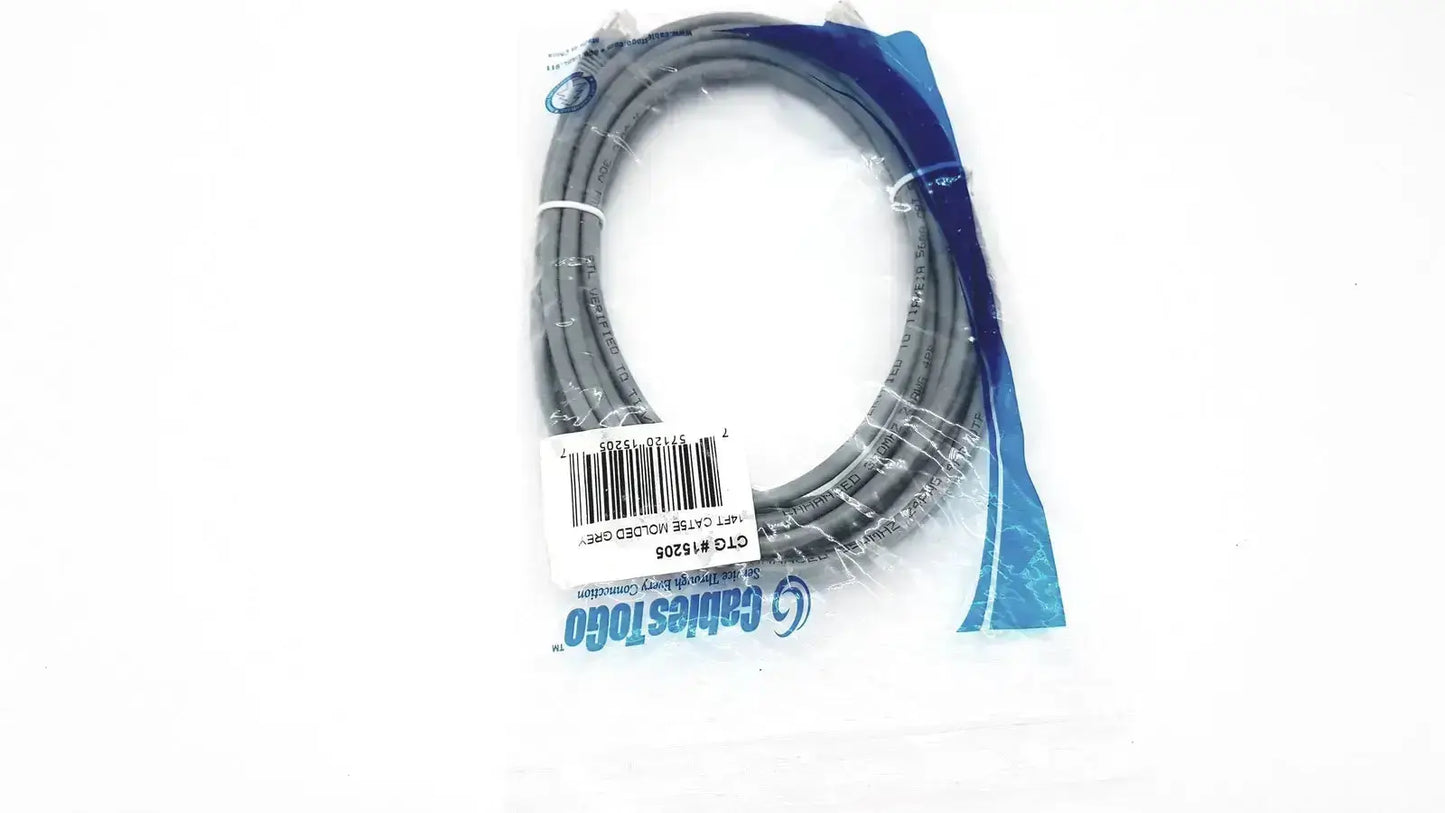 Genuine cables togo cat5e molded grey ethernet cable 14 feet in clear packaging with blue branded label