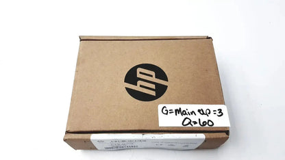 Brown cardboard box with black hp logo and white label for genuine hp cc543b smartcard niprnet solution product