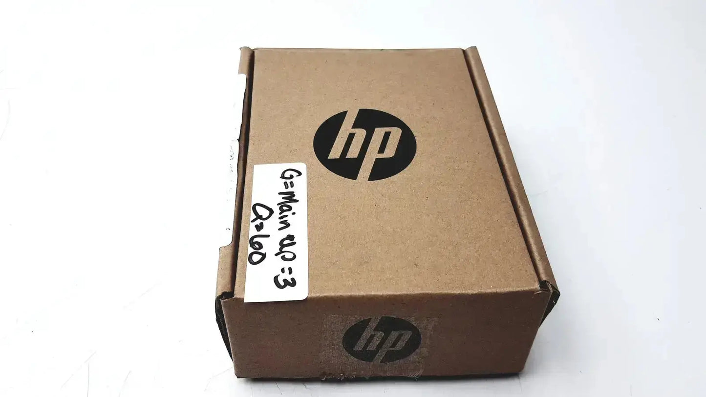 Brown cardboard hp box with black logo and handwritten label for genuine cc543b smartcard niprnet solution product