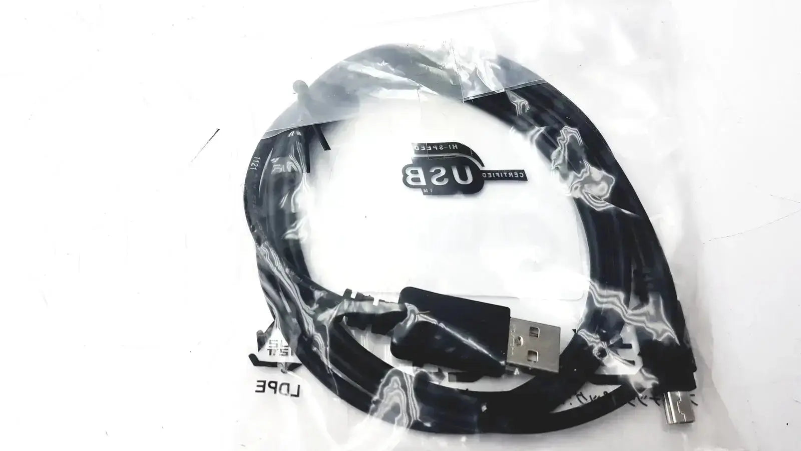 Black usb cable with usb-a and micro-usb-b connectors in clear plastic for genuine hp cc543b smartcard niprnet solution