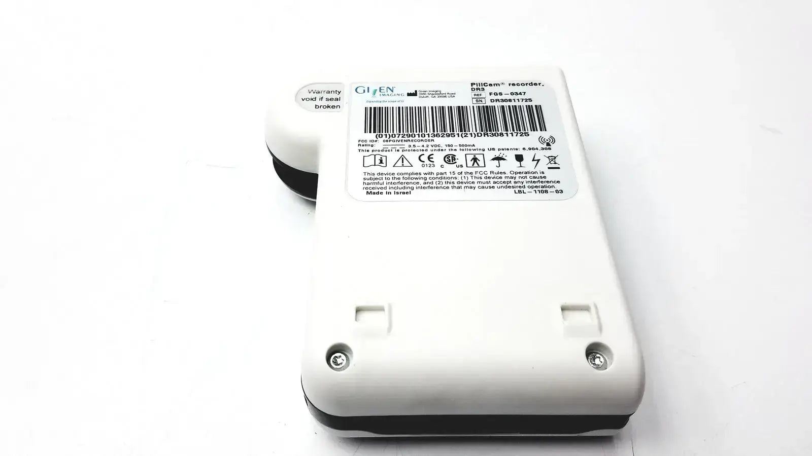 GIVEN IMAGING FGS-0347 PillCam Recorder DR3 LBL-1108-03 - SN DR30811725 - Capsule Endoscopy