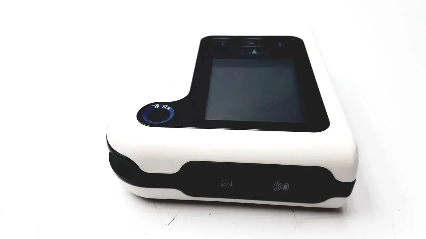 White and black Given Imaging pillcam recorder DR3 with touchscreen display circular navigation button and NFC symbol on front panel