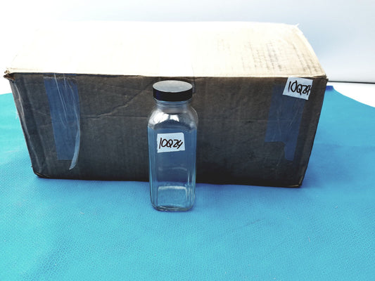 Glass Bottle with Black Cap Marked “84” – Lab Container - Laboratory