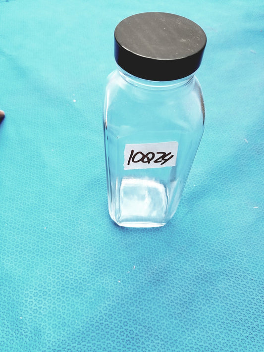 Glass Bottle with Black Cap Marked “84” – Lab Container - Laboratory