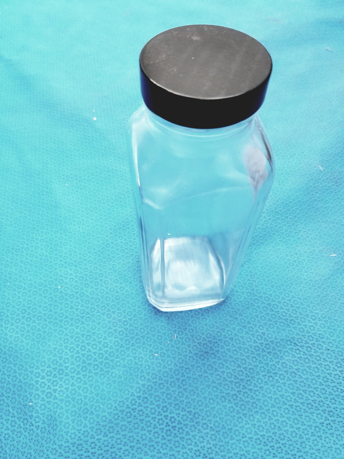 Glass Bottle with Black Cap Marked “84” – Lab Container - Laboratory